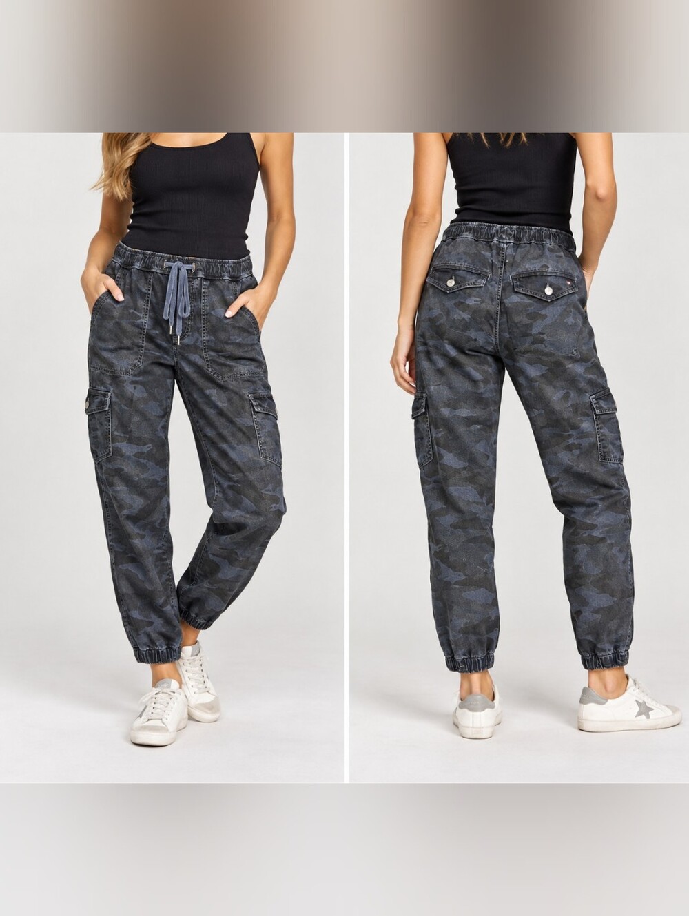 Sundry Anthropologie Navy elastic waist Camouflage Utility cargo Pant joggers S